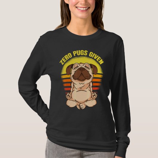 ヨガをするパグのイラスト ナマステ パグ ゼロ Tシャツ (正面)