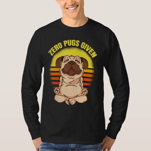 ヨガをするパグの犬 ゼロ ヴィンテージ ナマステ プー Tシャツ (正面)