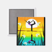 ヨガをする女性の側面 マグネット (正面/裏面)