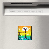 ヨガをする女性の側面 マグネット (インサイチュ (食洗機))