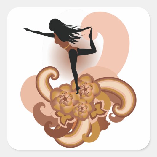 ヨガをする女性 スクエアシール (正面)