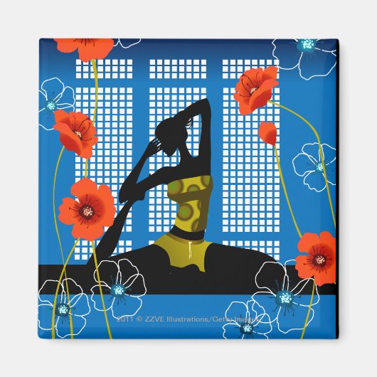 ヨガをする女性 マグネット (正面)