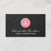 ヨガをする女性 | 革の背景 名刺 (正面)