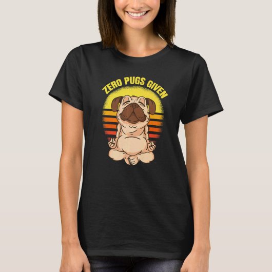 ヨガをする犬 ゼロ・パグ ナマステ ヴィンテージ Tシャツ (正面)