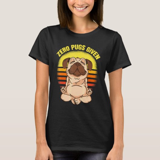 ヨガをする犬 パグゼロ ナマステ ヴィンテージ Tシャツ (正面)