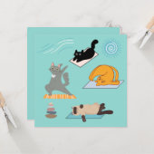 ヨガをする面白い猫 カード (正面/裏面インサイチュ)