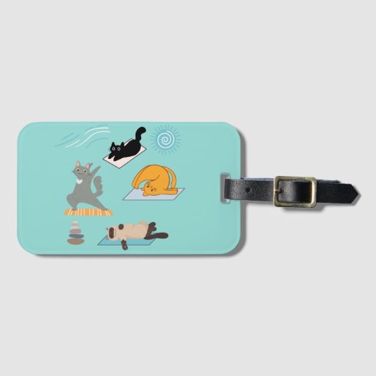ヨガをする面白い猫 ラゲッジタグ (正面横)
