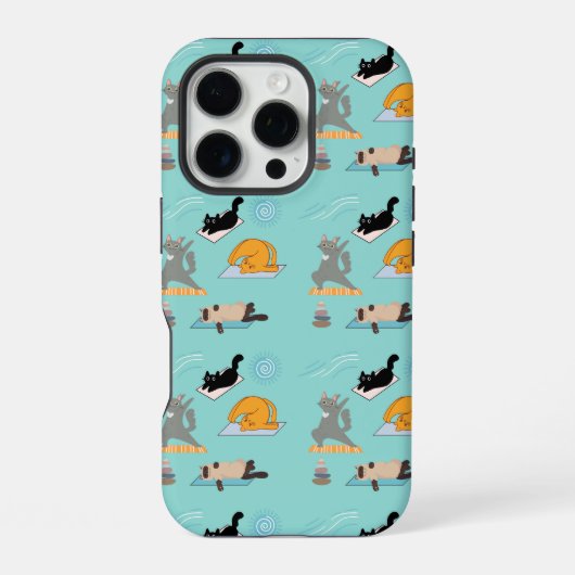 ヨガをする面白い猫 iPhoneケース (裏面)