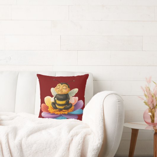 ヨガをする鮮やか花に乗る クッション (ソファ)