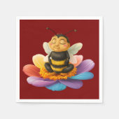 ヨガをする鮮やか花に乗る スタンダードカクテルナプキン (正面)