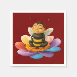 ヨガをする鮮やか花に乗る スタンダードカクテルナプキン