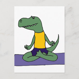 ヨガをするT-Rex恐竜 ポストカード