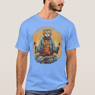 ヨガを楽しむ猫の友達 Tシャツ