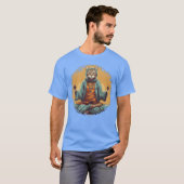 ヨガを楽しむ猫の友達 Tシャツ (正面フル)