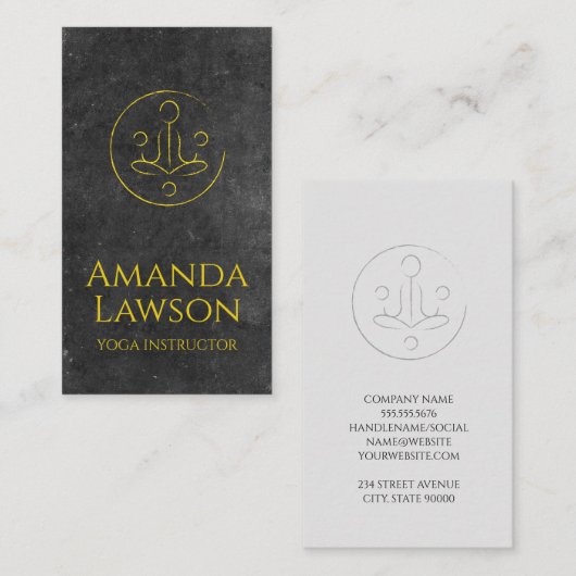 ヨガアイコン | 石板背景 名刺 (正面/裏面)