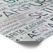 ヨガアサナス/ポーズするサンスクリットワードアートラブラドーライト ポスター (角)