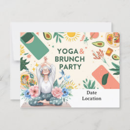 ヨガアンドブランチパーティの招待状 ポストカード