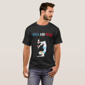 ヨガアンドワイン – おもしろいエクササイズ Tシャツ (正面フル)
