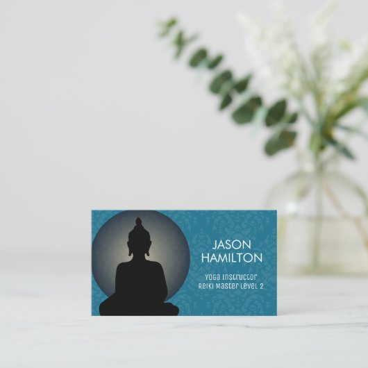 ヨガインストラクターと霊気マスタービジネスカード 名刺 (スタンド正面)