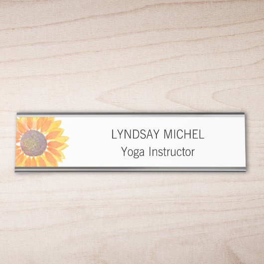 ヨガインストラクターひまわりパーソナライズされた デスクネームプレート
