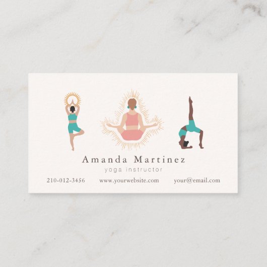 ヨガインストラクターウィメンズヨガポーズライトピンク 名刺 (裏面)