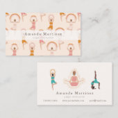 ヨガインストラクターウィメンズヨガポーズライトピンク 名刺 (正面/裏面)