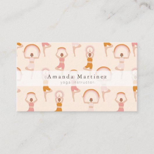 ヨガインストラクターウィメンズヨガポーズライトピンク 名刺 (正面)
