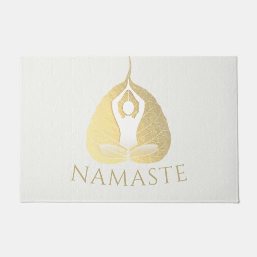 ヨガインストラクターウェルカムメディテーションポーズボディリーフ ドアマット (正面)