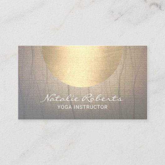 ヨガインストラクターウェルネス金ゴールドサークルヴィンテージ 名刺 (正面)