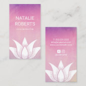 ヨガインストラクターウォーターカラーロータスフラワーセラピスト 名刺 (正面/裏面)