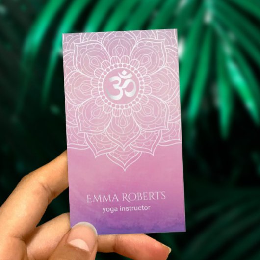 ヨガインストラクターウォーターカラーロータスマンダラナマステ 名刺