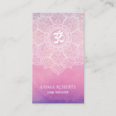 ヨガインストラクターウォーターカラーロータスマンダラナマステ 名刺 (正面)