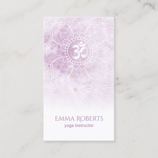 ヨガインストラクターウォーターカラーロータスマンダラナマステ 名刺 (正面)