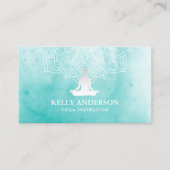 ヨガインストラクターウォーターカラーロータスマンダラナマステ 名刺 (正面)