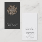 ヨガインストラクターウッドロータスブラック実在(木ではない) 名刺 (正面/裏面)