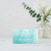 ヨガインストラクターエレガントウォーターカラーロータスマンダラ 名刺 (スタンド正面)