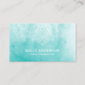 ヨガインストラクターエレガントウォーターカラーロータスマンダラ 名刺 (正面)