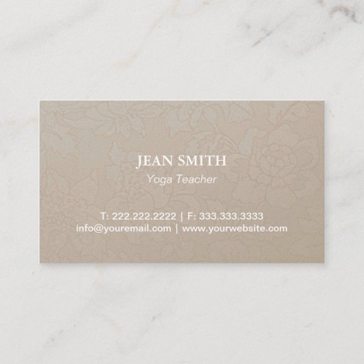 ヨガインストラクターエレガントクリームフローラ 名刺 (裏面)