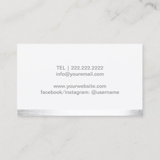 ヨガインストラクターエレガントホワイトロータスフローラ 名刺 (裏面)