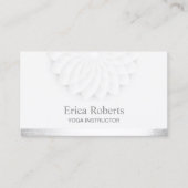 ヨガインストラクターエレガントホワイトロータスフローラ 名刺 (正面)