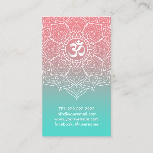 ヨガインストラクターエレガントロータスマンダラナマステ 名刺 (裏面)