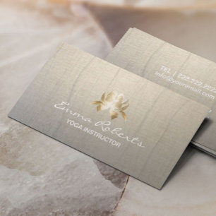 ヨガインストラクターエレガント金ゴールドロータスヴィンテージ 名刺