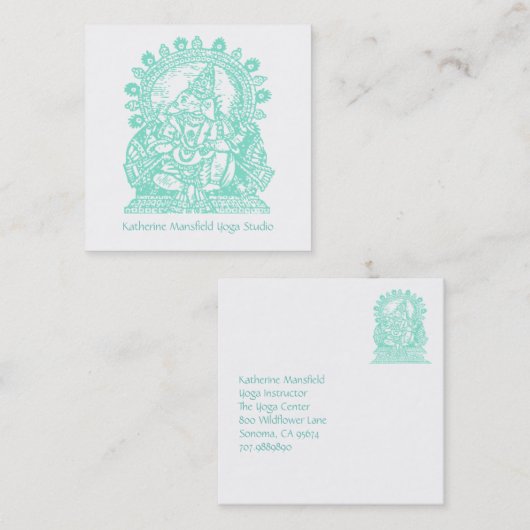 ヨガインストラクターガネシュシッティング姿 スクエア名刺 (正面/裏面)
