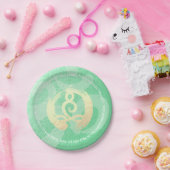 ヨガインストラクターグリーン金ゴールド瞑想ポーズZEN OM ペーパープレート (パーティー)