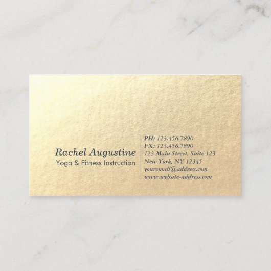 ヨガインストラクターグリーン金ゴールド瞑想ポーズZEN OM 名刺 (裏面)