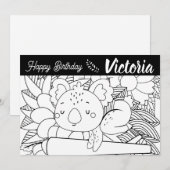 ヨガインストラクターコアラ誕生日フローラ着色 シーズンカード (正面/裏面)