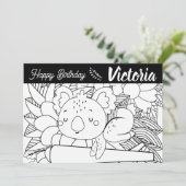 ヨガインストラクターコアラ誕生日フローラ着色 シーズンカード (スタンド正面)