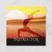 ヨガインストラクターサンサルテイションクレセントムーンポーズ スクエア名刺 (正面)