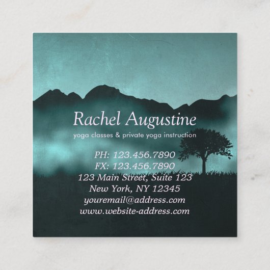 ヨガインストラクターサンサルテイションクレセントムーンポーズ スクエア名刺 (裏面)