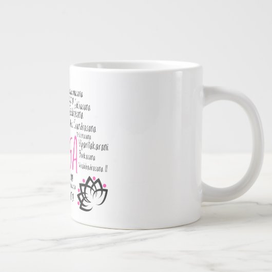 ヨガインストラクターサンスクリットAsanas Yogaポーズ ジャンボコーヒーマグカップ (右)